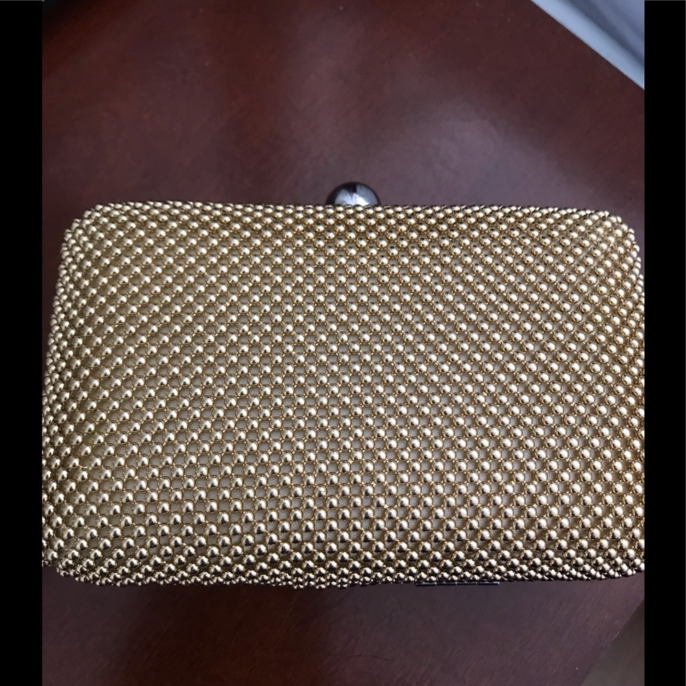 Beaded gold clutch